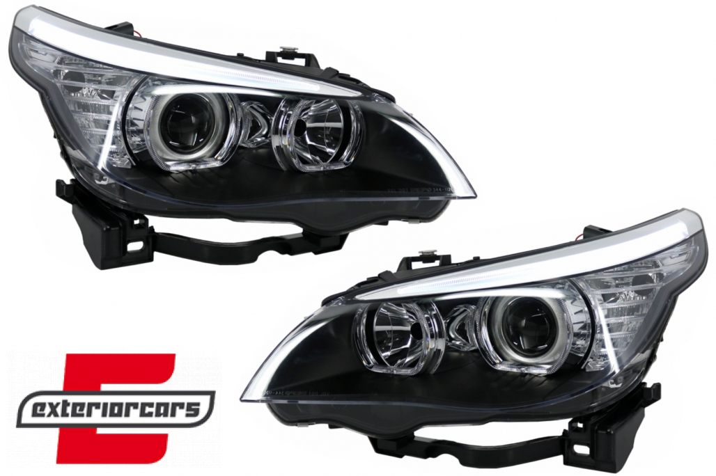 Prednja svjetla LED Angel Eyes LCI look (crna) / BMW serije 5 E60 E61 (2003-2007) - Slika 5