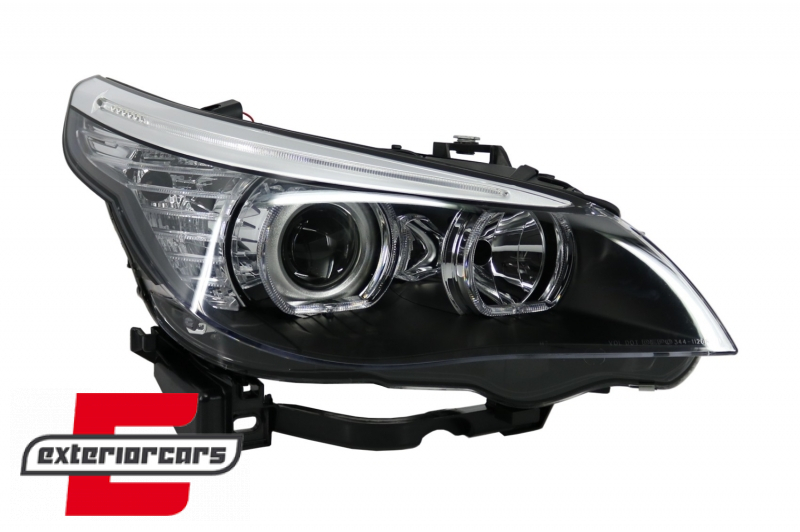 Prednja svjetla LED Angel Eyes LCI look (crna) / BMW serije 5 E60 E61 (2003-2007) - Slika 2