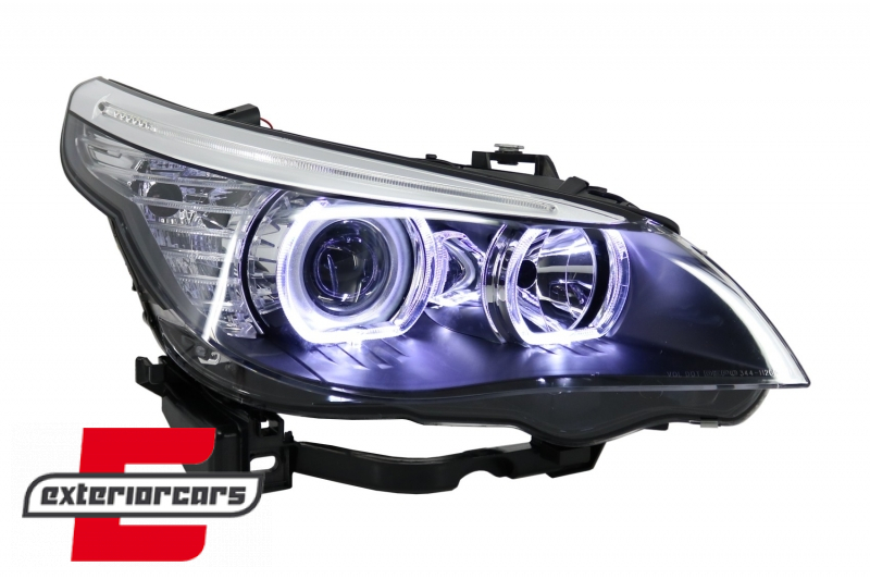 Prednja svjetla LED Angel Eyes LCI look (crna) / BMW serije 5 E60 E61 (2003-2007) - Slika 4