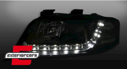 Prednja svjetla LED DayLight (crna) / Audi A6 4B C5 (05.1997-05.2001) - Slika 3