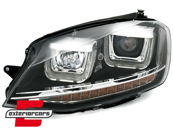 Prednja svjetla 3D LED U-dizajn LED žmigavci (crna) / Volkswagen Golf VII (2012-2017) - Slika 4