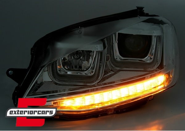 Prednja svjetla 3D LED U-dizajn LED žmigavci (crna) / Volkswagen Golf VII (2012-2017) - Slika 2