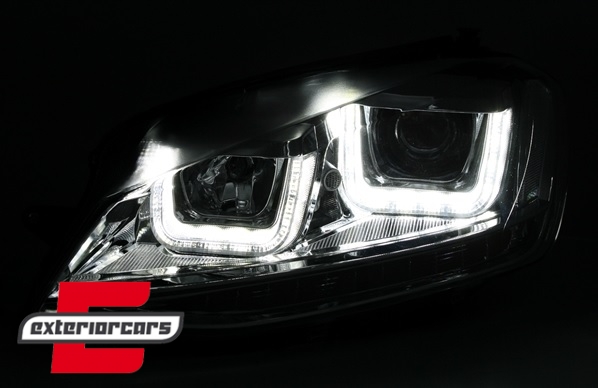Prednja svjetla 3D LED U-dizajn LED žmigavci (crna) / Volkswagen Golf VII (2012-2017) - Slika 3