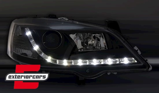 Prednja svjetla LED DayLight (crna) / Opel Astra G (1997-2004) - Slika 2