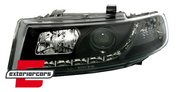 Prednja svjetla LED DayLight (crna) / Seat Leon Toledo (1999-2004) - Slika 2