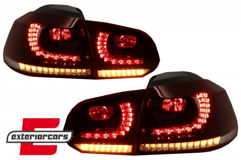 Full LED stražnja svjetla SEQ žmigavci R20 dizajn (crvena/kristal) / VW Golf 6 VI (2008-2013) - Slika 2
