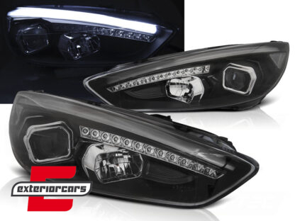 Prednja svjetla LED DRL Xenon look (crna) / Ford Focus Mk3 Facelift (2014-2018)