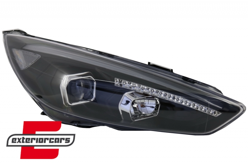 Prednja svjetla LED DRL Xenon look (crna) / Ford Focus Mk3 Facelift (2014-2018) - Slika 2