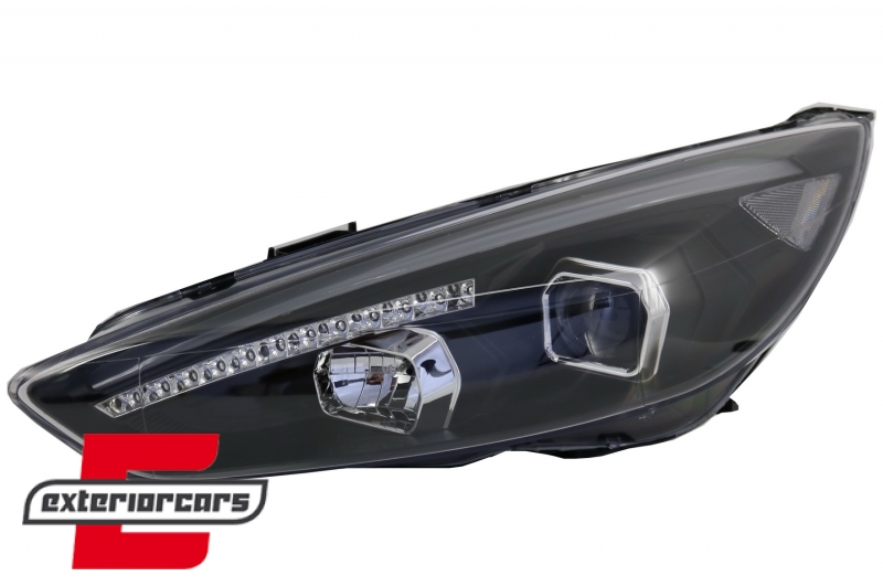 Prednja svjetla LED DRL Xenon look (crna) / Ford Focus Mk3 Facelift (2014-2018) - Slika 3