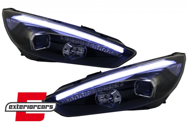 Prednja svjetla LED DRL Xenon look (crna) / Ford Focus Mk3 Facelift (2014-2018) - Slika 4