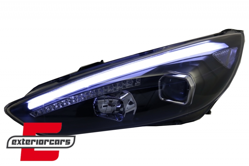 Prednja svjetla LED DRL Xenon look (crna) / Ford Focus Mk3 Facelift (2014-2018) - Slika 6