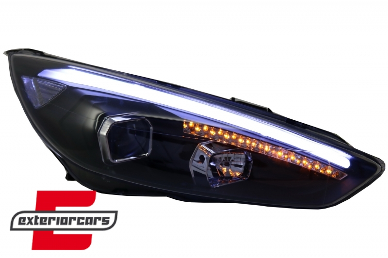Prednja svjetla LED DRL Xenon look (crna) / Ford Focus Mk3 Facelift (2014-2018) - Slika 8