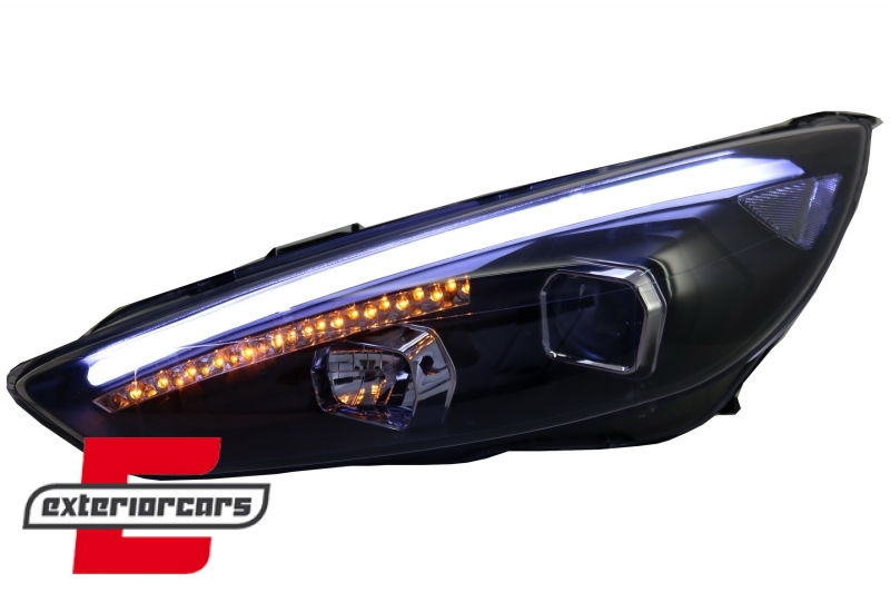 Prednja svjetla LED DRL Xenon look (crna) / Ford Focus Mk3 Facelift (2014-2018) - Slika 9