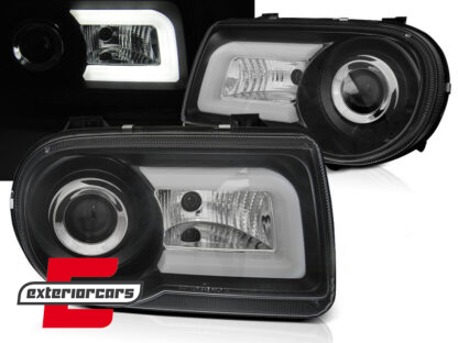 Prednja svjetla LED Tubelight dizajn (crna) / Chrysler 300C (2004-2010)