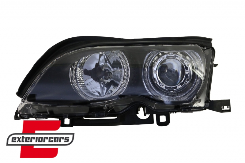 Prednja svjetla LED Angel Eyes Xenon look (crna) / BMW serije 3 E46 Facelift limuzina karavan (2001-2005) - Slika 2