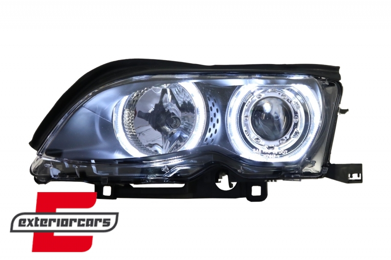 Prednja svjetla LED Angel Eyes Xenon look (crna) / BMW serije 3 E46 Facelift limuzina karavan (2001-2005) - Slika 4