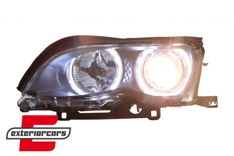 Prednja svjetla LED Angel Eyes Xenon look (crna) / BMW serije 3 E46 Facelift limuzina karavan (2001-2005) - Slika 6
