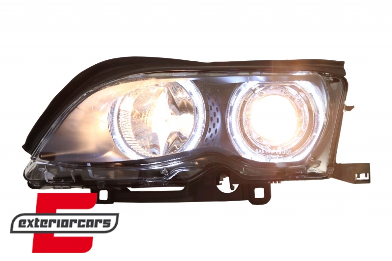 Prednja svjetla LED Angel Eyes Xenon look (crna) / BMW serije 3 E46 Facelift limuzina karavan (2001-2005) - Slika 8
