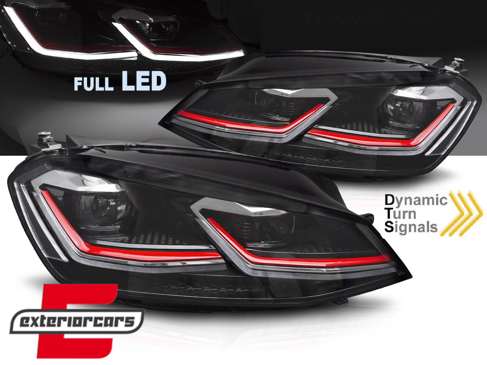 Full LED prednja svjetla SEQ žmigavci Facelift G7.5 GTI look / VW Golf 7 VII (2012-2017)
