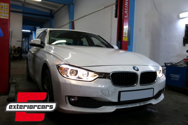 Prednja svjetla LED Angel Eyes Xenon look (crna) / BMW serije 3 F30 F31 limuzina karavan (10.2011-05.2015) - Slika 10
