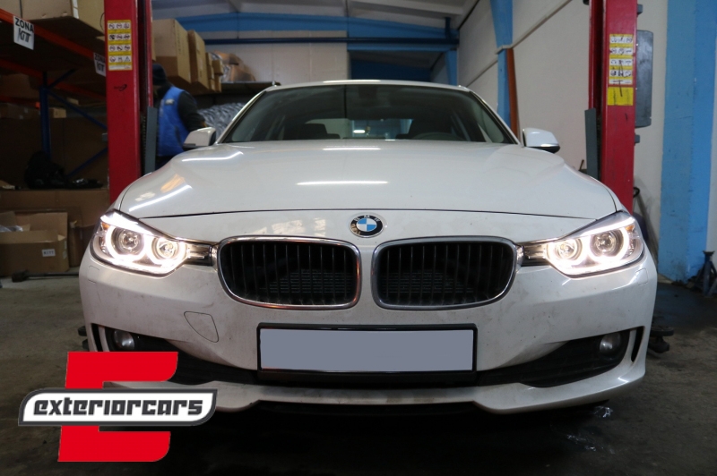 Prednja svjetla LED Angel Eyes Xenon look (crna) / BMW serije 3 F30 F31 limuzina karavan (10.2011-05.2015) - Slika 11