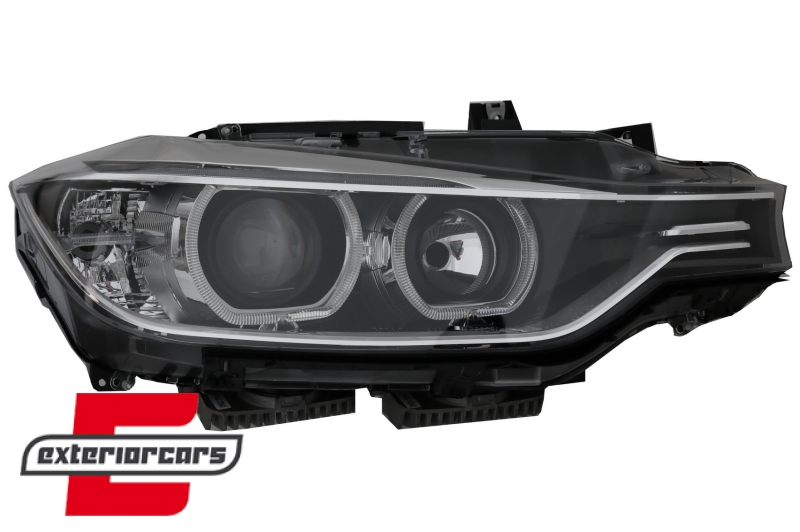 Prednja svjetla LED Angel Eyes Xenon look (crna) / BMW serije 3 F30 F31 limuzina karavan (10.2011-05.2015) - Slika 2