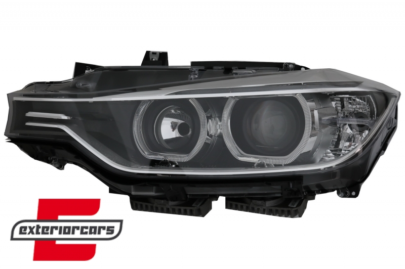 Prednja svjetla LED Angel Eyes Xenon look (crna) / BMW serije 3 F30 F31 limuzina karavan (10.2011-05.2015) - Slika 3