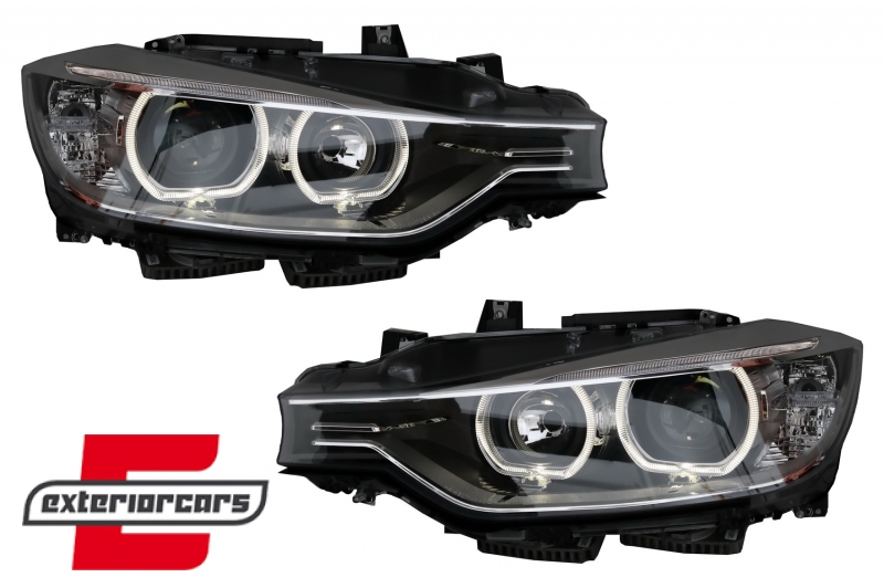 Prednja svjetla LED Angel Eyes Xenon look (crna) / BMW serije 3 F30 F31 limuzina karavan (10.2011-05.2015) - Slika 5