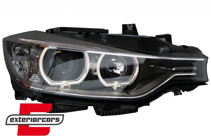 Prednja svjetla LED Angel Eyes Xenon look (crna) / BMW serije 3 F30 F31 limuzina karavan (10.2011-05.2015) - Slika 6