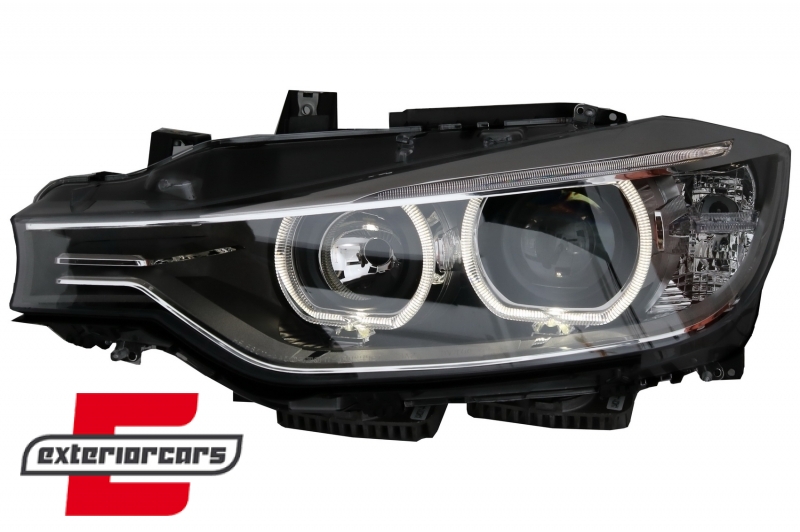Prednja svjetla LED Angel Eyes Xenon look (crna) / BMW serije 3 F30 F31 limuzina karavan (10.2011-05.2015) - Slika 7