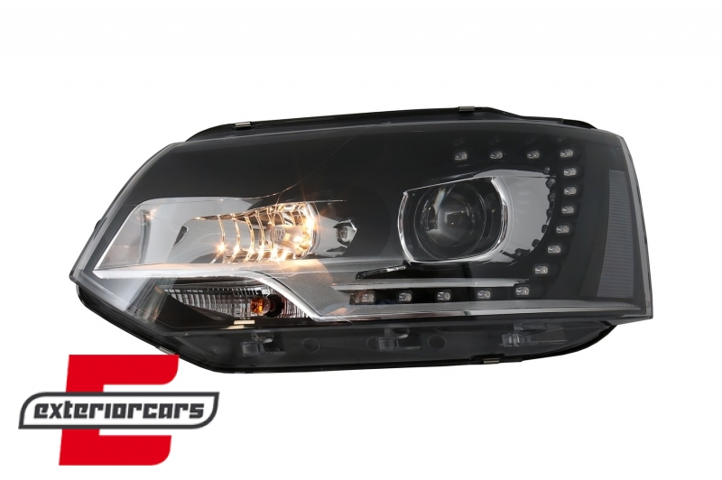 Prednja svjetla LED DayLine Xenon look (crna) / VW T5.1 (2010-2015) - Slika 10