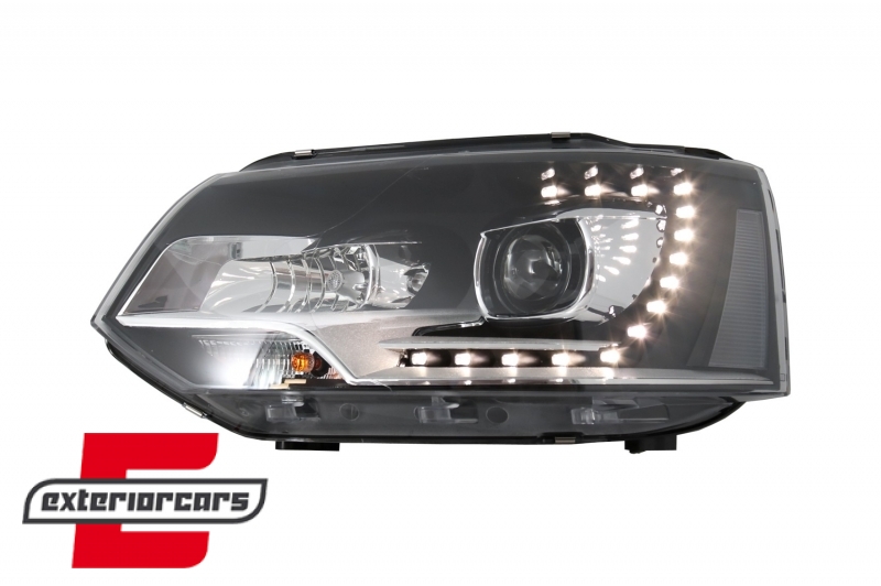 Prednja svjetla LED DayLine Xenon look (crna) / VW T5.1 (2010-2015) - Slika 4