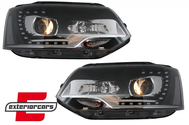 Prednja svjetla LED DayLine Xenon look (crna) / VW T5.1 (2010-2015) - Slika 5