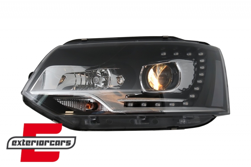 Prednja svjetla LED DayLine Xenon look (crna) / VW T5.1 (2010-2015) - Slika 6