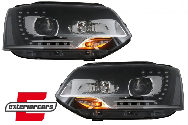 Prednja svjetla LED DayLine Xenon look (crna) / VW T5.1 (2010-2015) - Slika 7