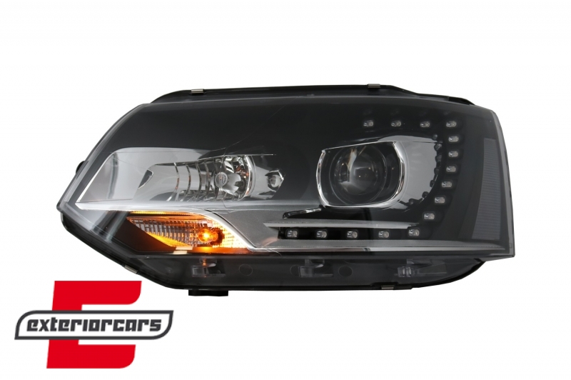 Prednja svjetla LED DayLine Xenon look (crna) / VW T5.1 (2010-2015) - Slika 8