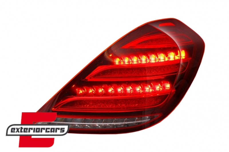 Full LED stražnja svjetla SEQ žmigavci Facelift dizajn (crvena/kristal) / Mercedes S-klasa W222 (2013-2017) - Slika 11