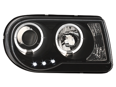 Prednja svjetla Angel Eyes dizajn (crna) / Chrysler 300C (2004-2010) - Slika 5