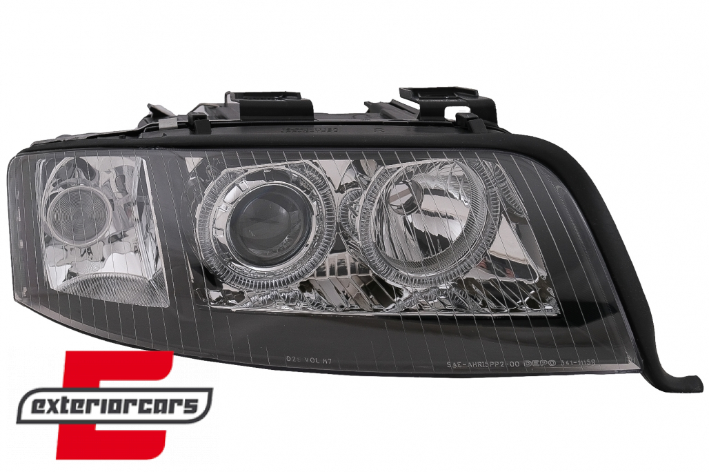 Prednja svjetla Angel Eyes Xenon (crna) / Audi A6 4B C5 (2001-2004) - Slika 2