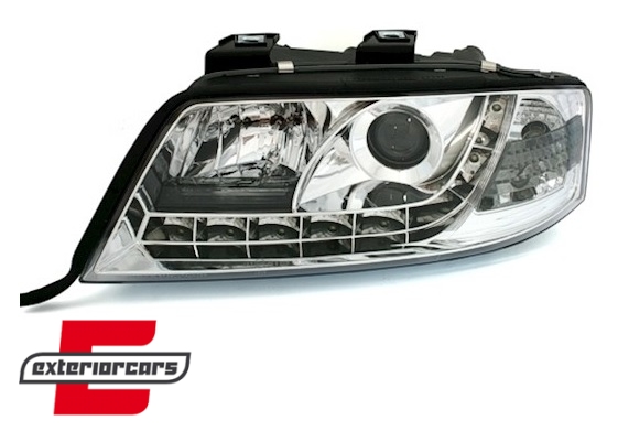 Prednja svjetla LED DayLight (chrome) / Audi A6 4B C5 (05.1997-05.2001) - Slika 2