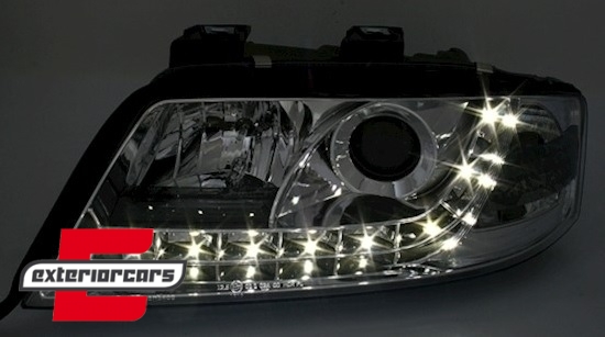 Prednja svjetla LED DayLight (chrome) / Audi A6 4B C5 (05.1997-05.2001) - Slika 3