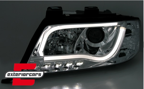 Prednja svjetla LED TubeLights (chrome) / Audi A6 4B C5 (05.1997-05.2001) - Slika 3