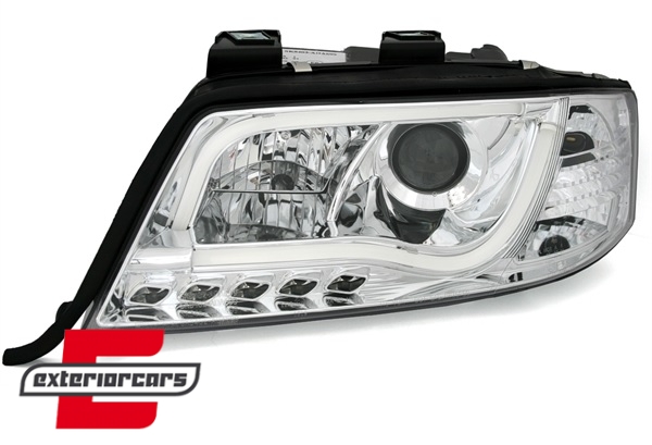 Prednja svjetla LED TubeLights (chrome) / Audi A6 4B C5 (05.1997-05.2001) - Slika 2