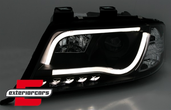 Prednja svjetla LED TubeLights (crna) / Audi A6 4B C5 (05.1997-05.2001) - Slika 2