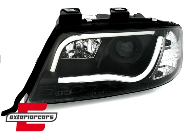 Prednja svjetla LED TubeLights (crna) / Audi A6 4B C5 (05.1997-05.2001) - Slika 3