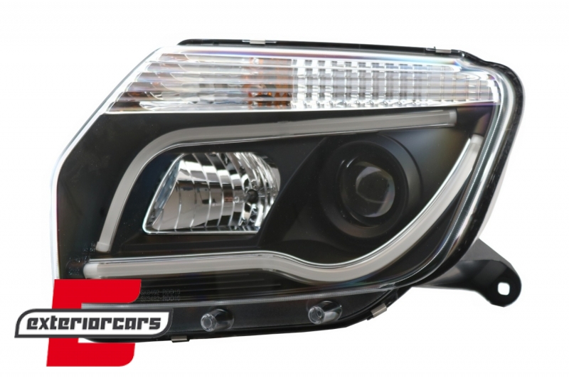 Prednja svjetla LED TubeLight dizajn (crna) / Dacia Duster I (2010-2013) - Slika 10