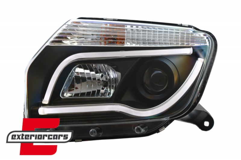 Prednja svjetla LED TubeLight dizajn (crna) / Dacia Duster I (2010-2013) - Slika 2