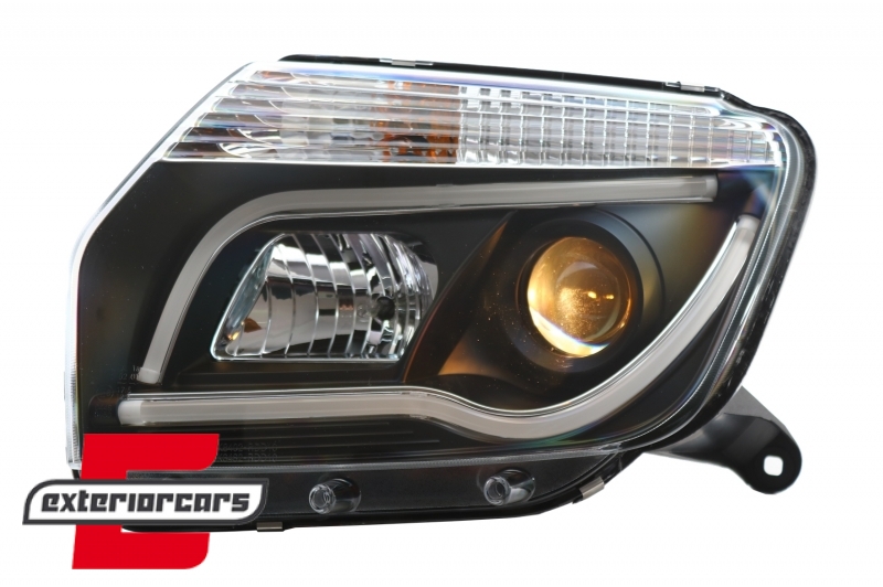 Prednja svjetla LED TubeLight dizajn (crna) / Dacia Duster I (2010-2013) - Slika 4