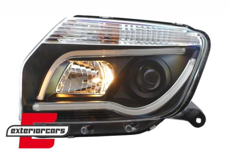 Prednja svjetla LED TubeLight dizajn (crna) / Dacia Duster I (2010-2013) - Slika 6
