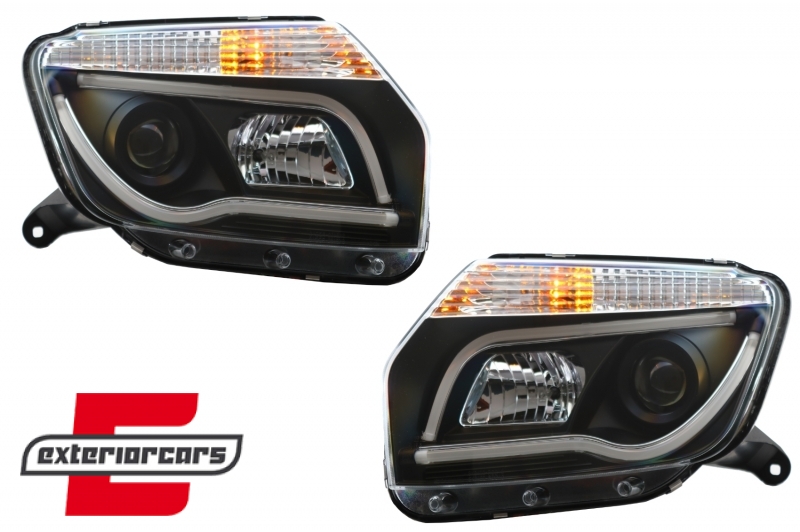 Prednja svjetla LED TubeLight dizajn (crna) / Dacia Duster I (2010-2013) - Slika 7